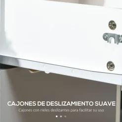 Cajonera Margate Homcom 3 cajones con llave blanco/gris 63,5x40x40 cm