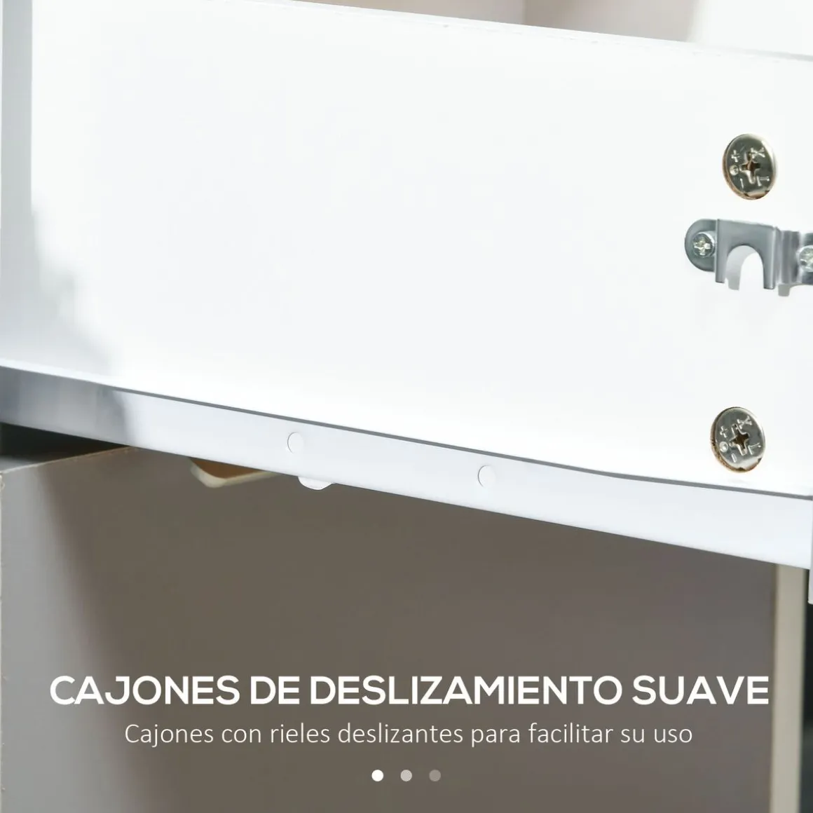 Cajonera Margate Homcom 3 cajones con llave blanco/gris 63,5x40x40 cm