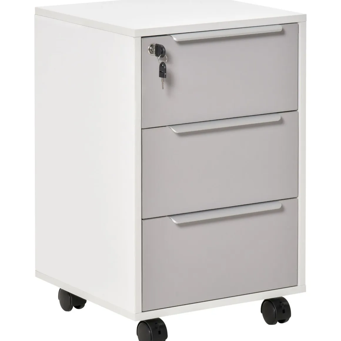 Cajonera Margate Homcom 3 cajones con llave blanco/gris 63,5x40x40 cm