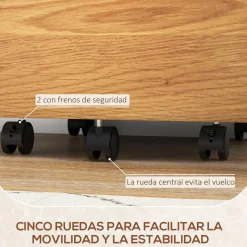 Cajonera Pyle Homcom 2 cajones + 4 ruedas blanco/natural 60x42x40 cm