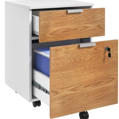 Cajonera Pyle Homcom 2 cajones + 4 ruedas blanco/natural 60x42x40 cm