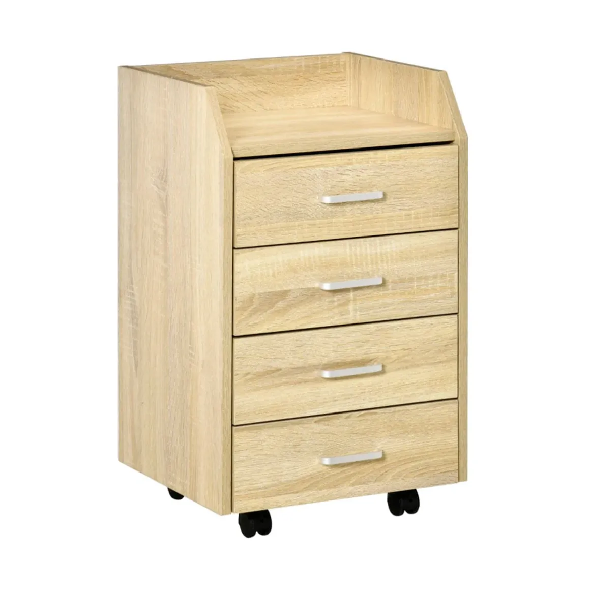 Cajonera Sezze Vinsetto 4 cajones + 4 ruedas natural 65x40x36 cm
