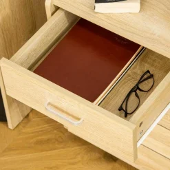 Cajonera Sezze Vinsetto 4 cajones + 4 ruedas natural 65x40x36 cm