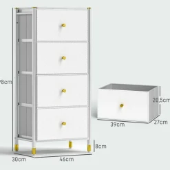 Cajonera Tibio Homcom 4 cajones plegables 98x46x30 cm