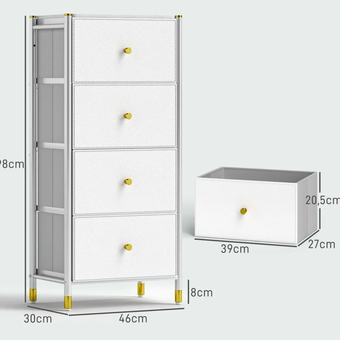 Cajonera Tibio Homcom 4 cajones plegables 98x46x30 cm