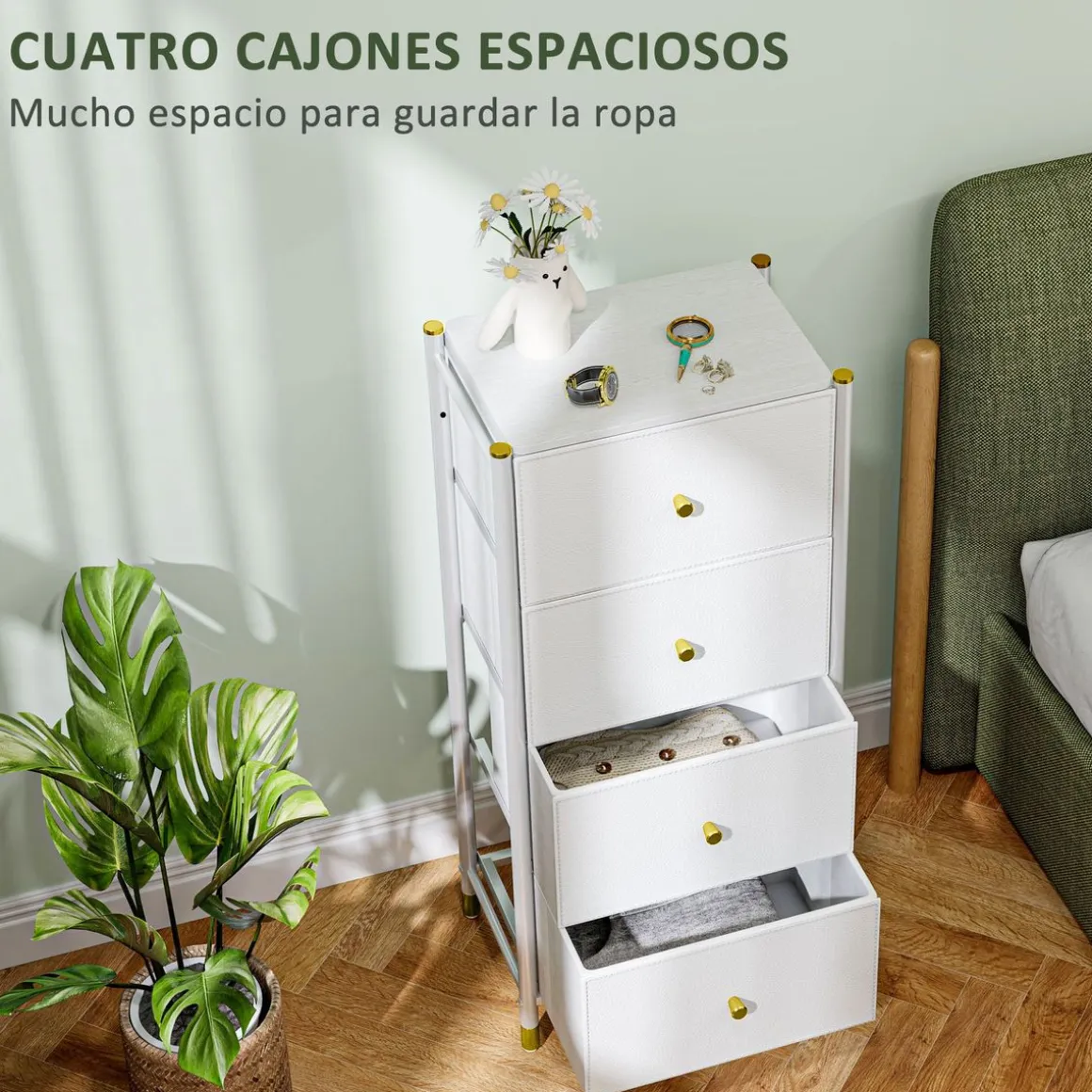 Cajonera Tibio Homcom 4 cajones plegables 98x46x30 cm