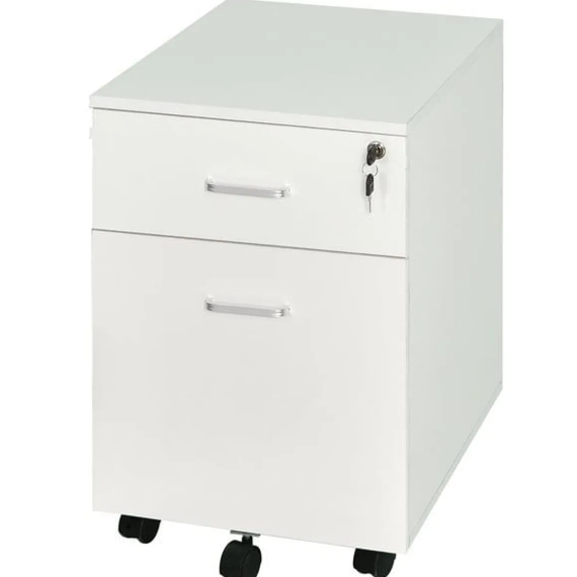 Cajonera Vinsetto 2 cajones con llave+ruedas blanco 58x40x49 cm