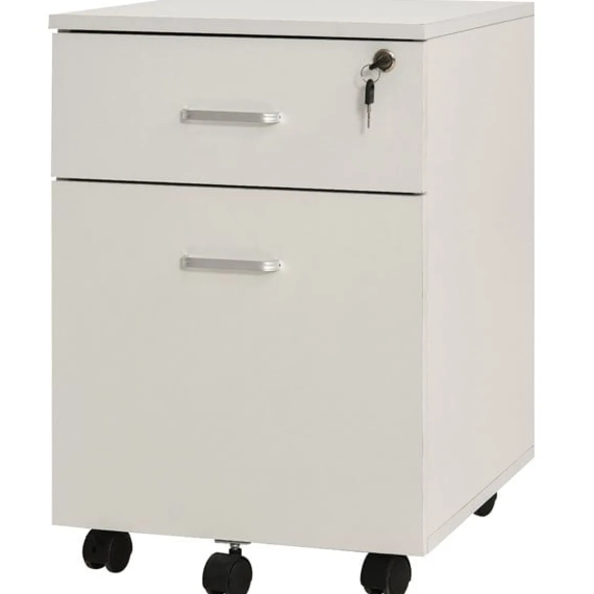 Cajonera Vinsetto 2 cajones con llave+ruedas blanco 58x40x49 cm