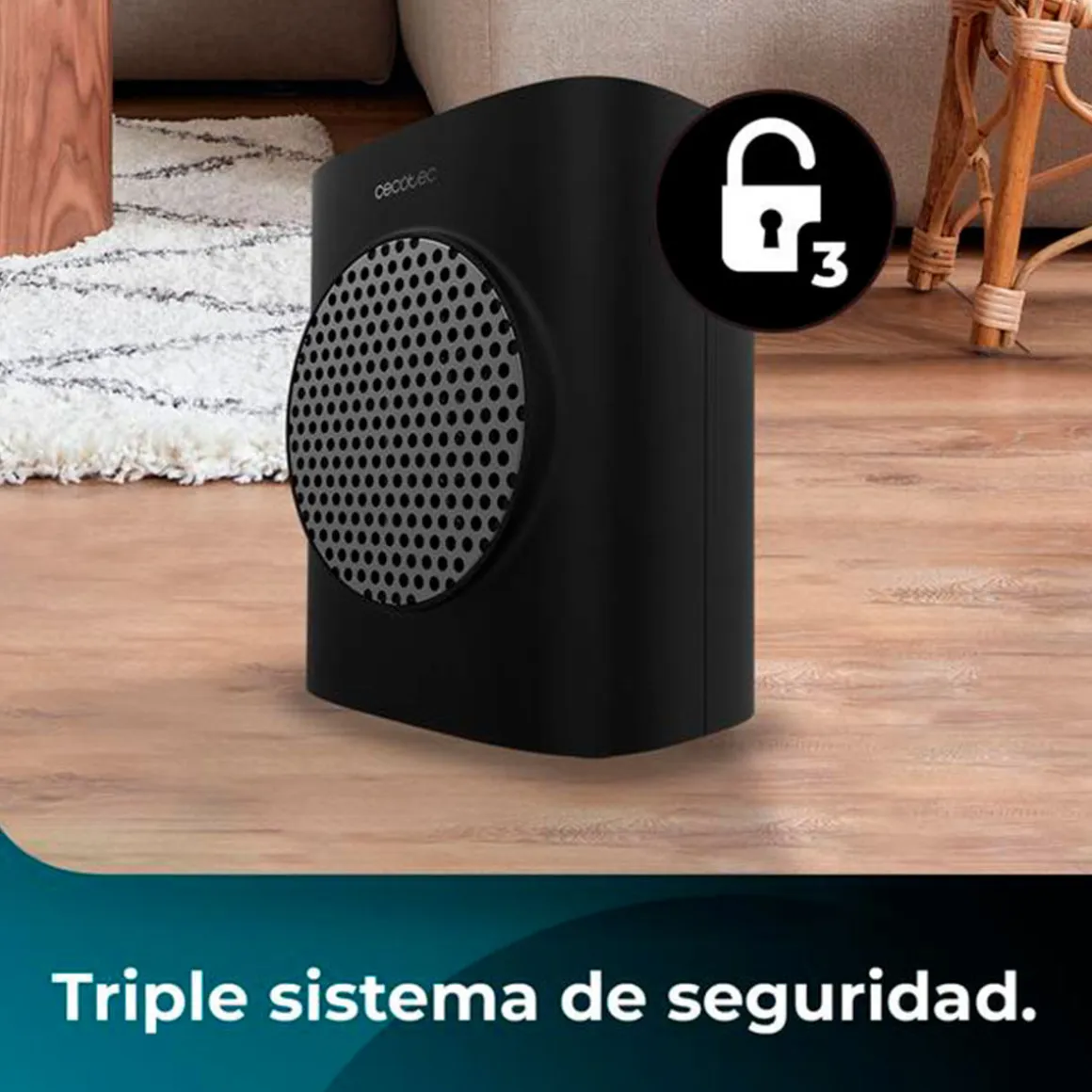 Calefactor cerámico Cecotec ReadyWarm 1570 Max Ceramic Smart Black 1500W con temporizador negro