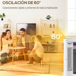 Calefactor cerámico Homcom 2000W 3 modos + mando a distancia blanco