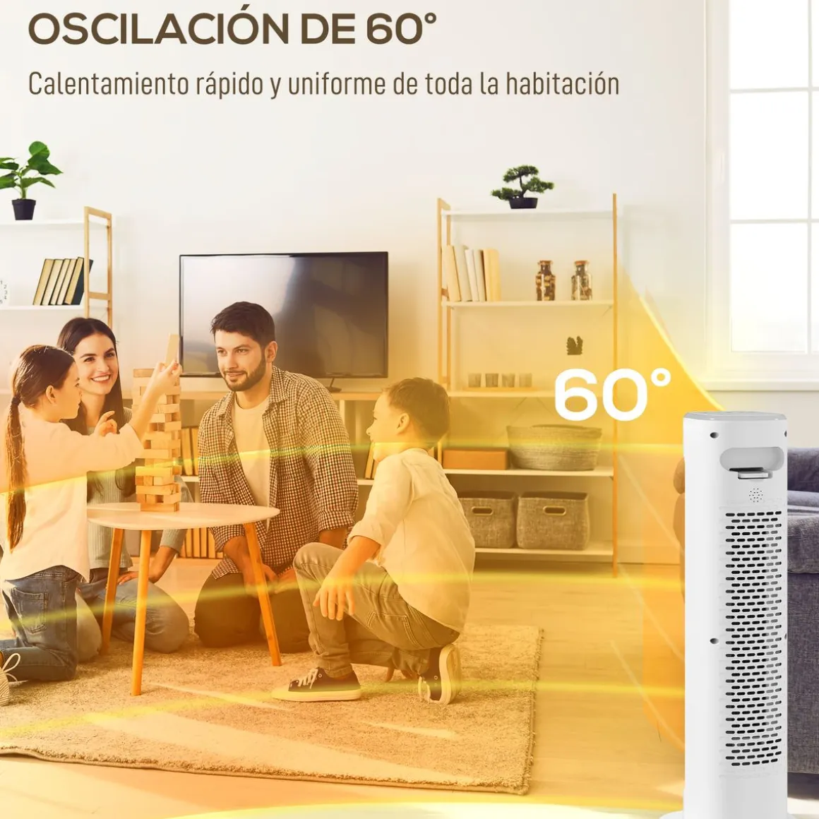 Calefactor cerámico Homcom 2000W 3 modos + mando a distancia blanco