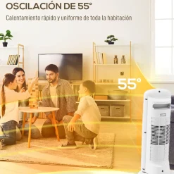 Calefactor cerámico Homcom 2000W 3 modos oscilación blanco