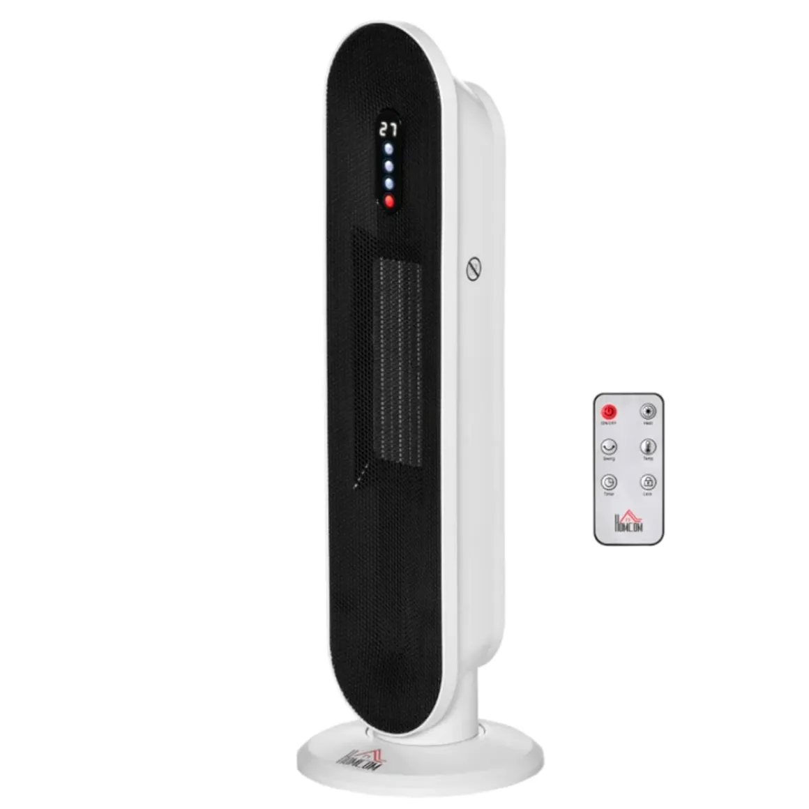 Calefactor de torre Homcom 1500W temporizador 24h con mando blanco/negro 63,5x21x21 cm