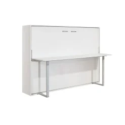 Cama abatible horizontal Matt con escritorio y somier blanco 135x190 cm