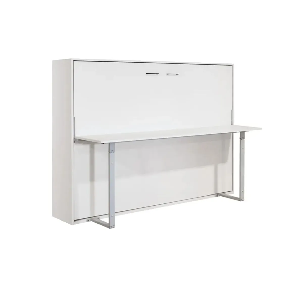 Cama abatible horizontal Matt con escritorio y somier blanco 135x190 cm