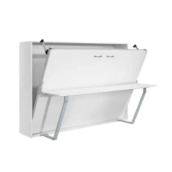 Cama abatible horizontal Matt con escritorio y somier blanco 135x190 cm