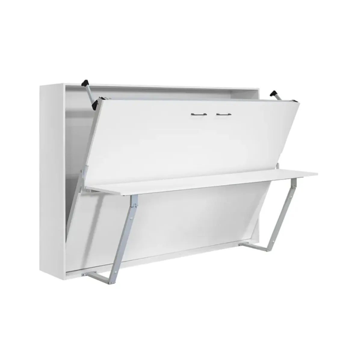 Cama abatible horizontal Matt con escritorio y somier blanco 135x190 cm