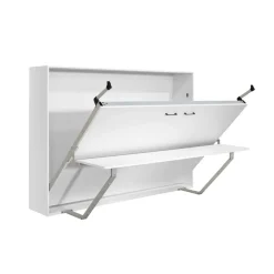 Cama abatible horizontal Matt con escritorio y somier blanco 135x190 cm