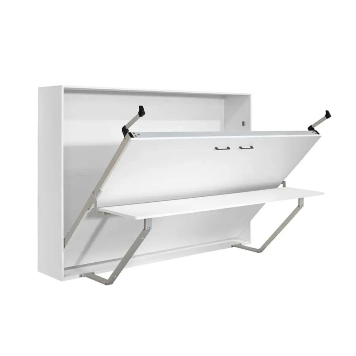 Cama abatible horizontal Matt con escritorio y somier blanco 135x190 cm