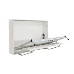 Cama abatible horizontal Matt con escritorio y somier blanco 135x190 cm