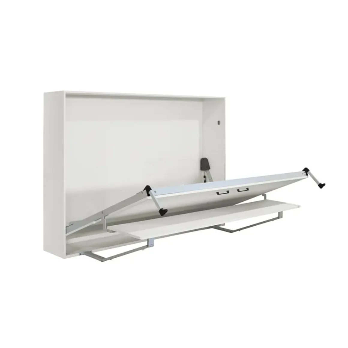 Cama abatible horizontal Matt con escritorio y somier blanco 135x190 cm