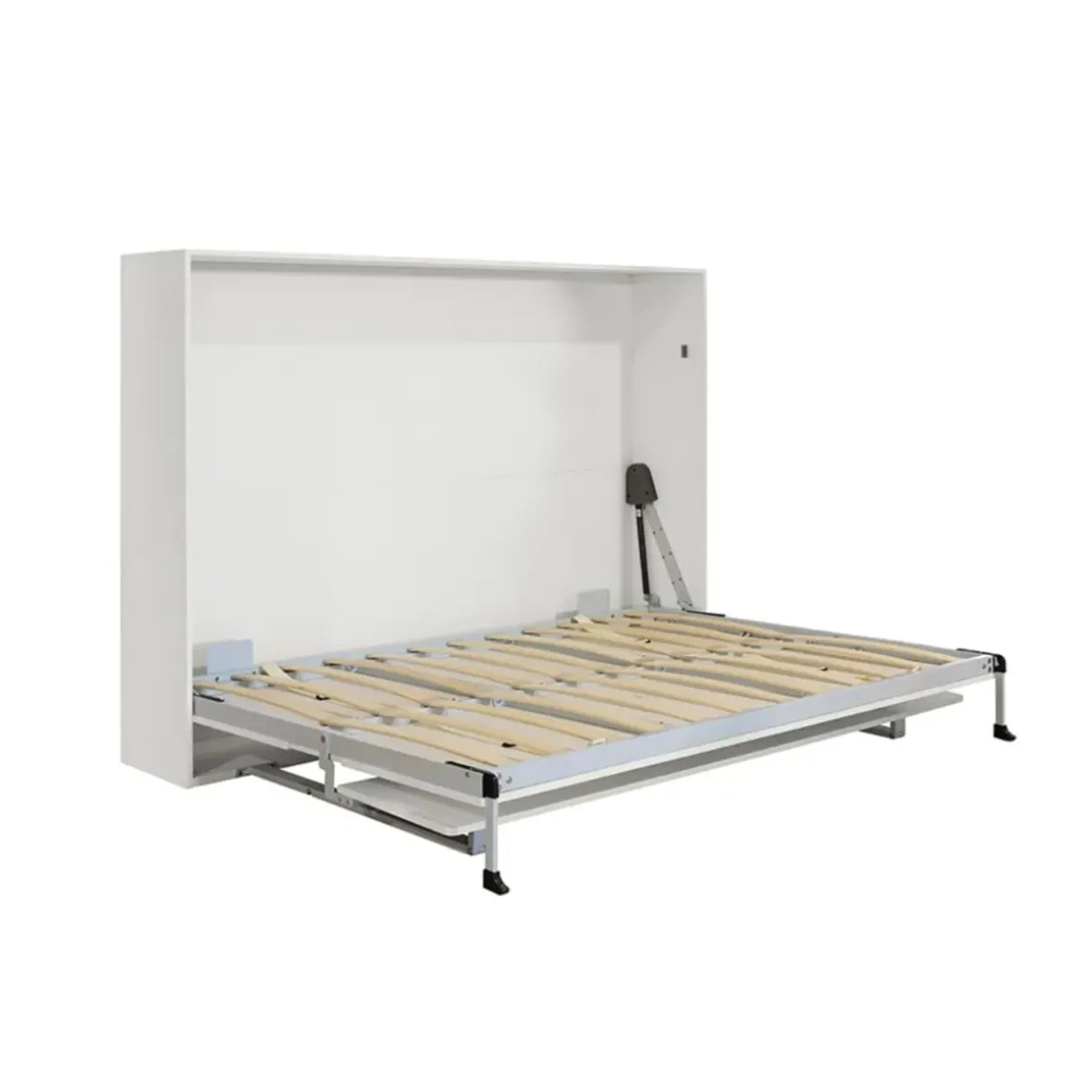 Cama abatible horizontal Matt con escritorio y somier blanco 135x190 cm