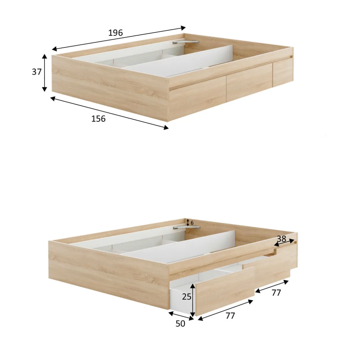 Cama Bed 4 cajones 37x156x196 cm