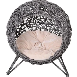 Cama cueva para gatos PawHut de ratán con cojín