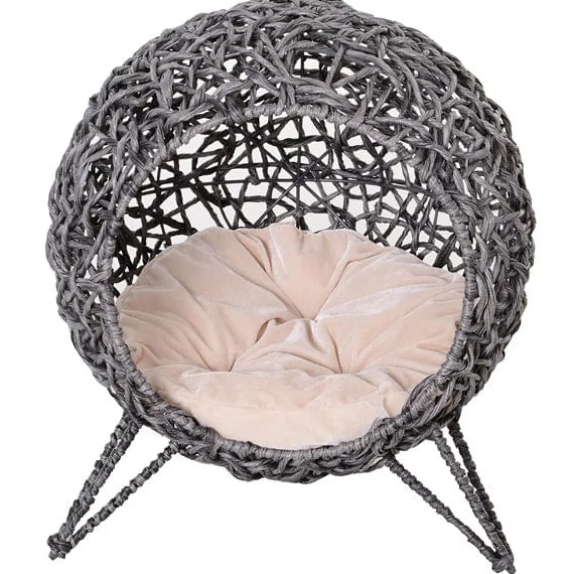 Cama cueva para gatos PawHut de ratán con cojín