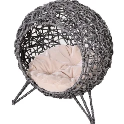 Cama cueva para gatos PawHut de ratán con cojín