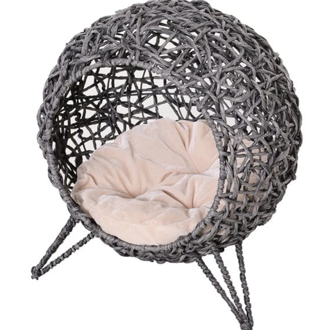 Cama cueva para gatos PawHut de ratán con cojín