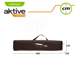 Cama de camping Aktive plegable 100kg negro 42x190x64 cm