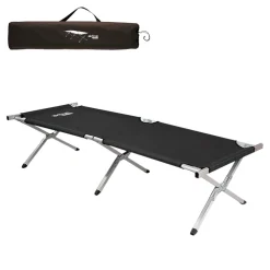 Cama de camping Aktive plegable 100kg negro 42x190x64 cm