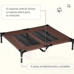 Cama elevada PawHut para mascotas con malla transpirable marrón 18x92x76 cm
