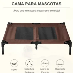 Cama elevada PawHut para mascotas con malla transpirable marrón 18x92x76 cm