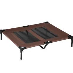 Cama elevada PawHut para mascotas con malla transpirable marrón 18x92x76 cm