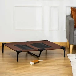 Cama elevada PawHut para mascotas con malla transpirable marrón 18x92x76 cm