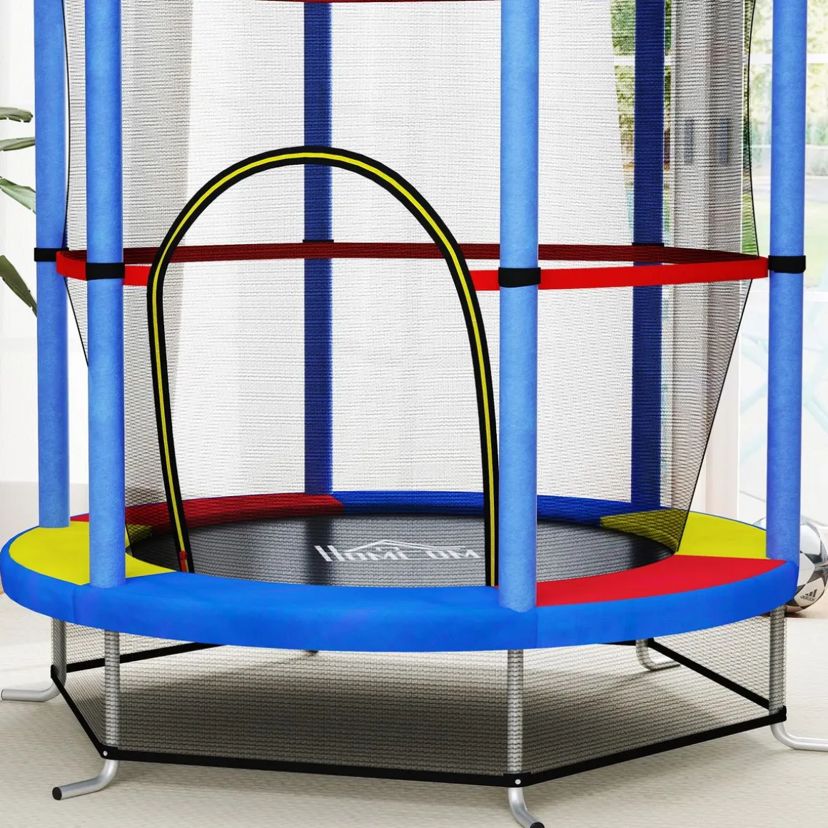 Cama elástica Bari Homcom entrada con cremallera multicolor Ø140x190 cm