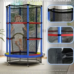 Cama elástica Bari Homcom entrada con cremallera multicolor Ø140x190 cm