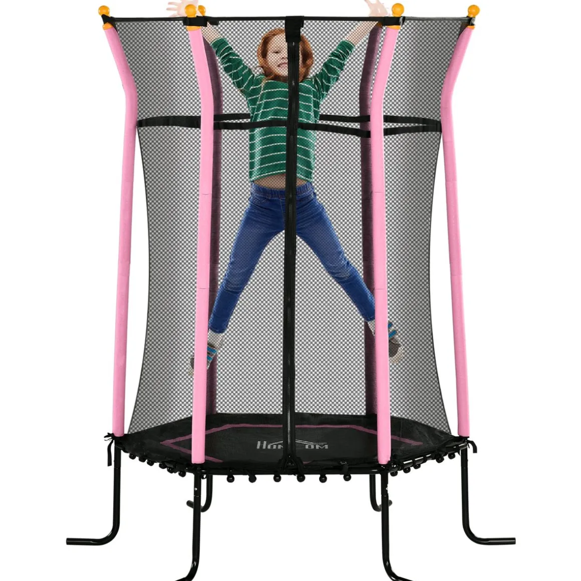 Cama elástica Garden Homcom red de seguridad + postes acolchados azul 190xØ163,5