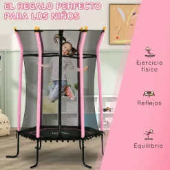 Cama elástica Garden Homcom red de seguridad + postes acolchados azul 190xØ163,5