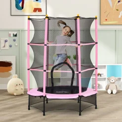 Cama elástica Jump Homcom entrada con cremallera y red de seguridad Ø140x190 cm