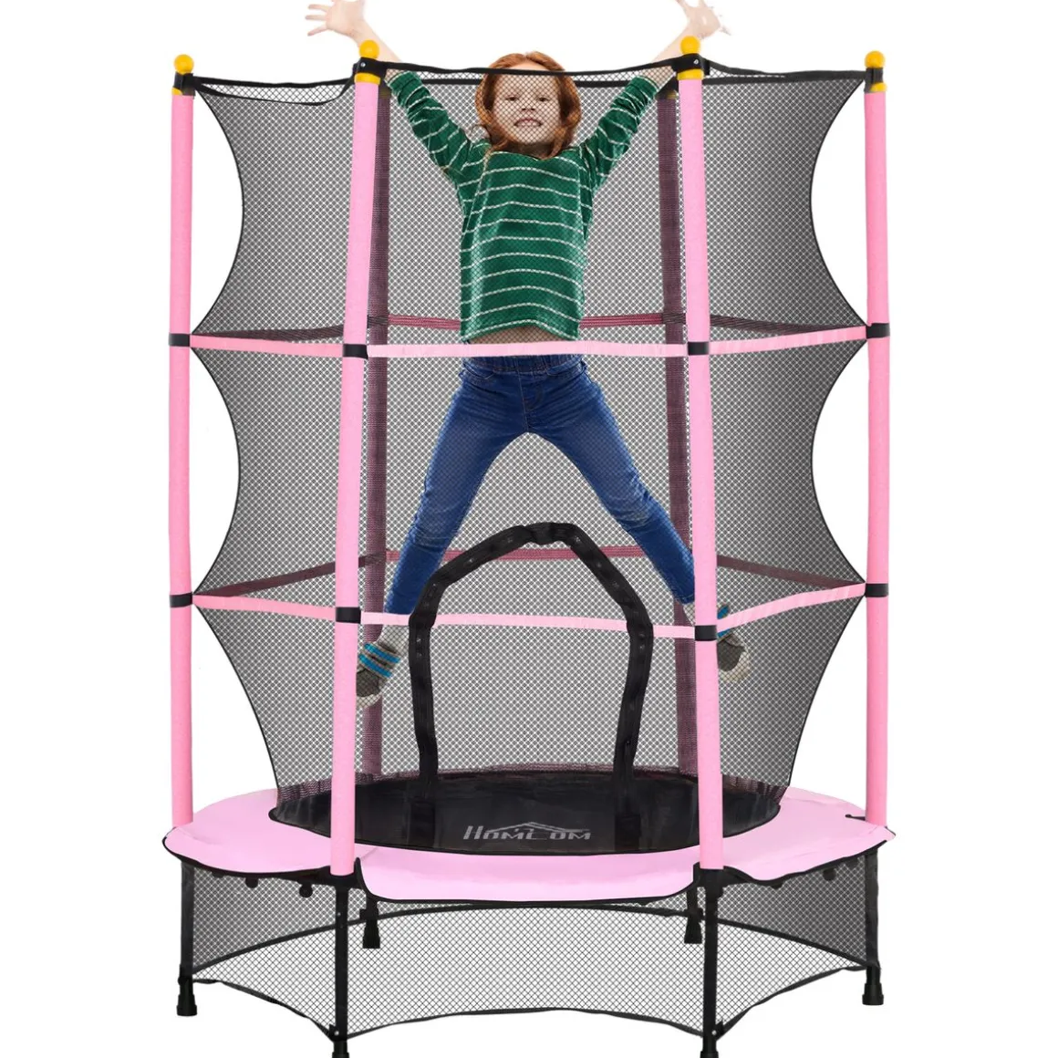 Cama elástica Jump Homcom entrada con cremallera y red de seguridad Ø140x190 cm