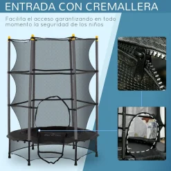Cama elástica Jump Homcom entrada con cremallera y red de seguridad Ø140x190 cm