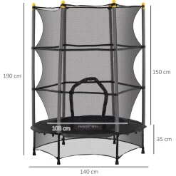 Cama elástica Jump Homcom entrada con cremallera y red de seguridad Ø140x190 cm