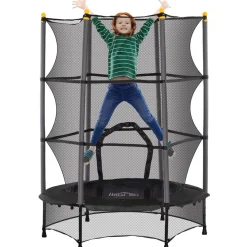 Cama elástica Jump Homcom entrada con cremallera y red de seguridad Ø140x190 cm