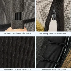 Cama elástica Sky Homcom puerta con cremallera + bordes acolchados Ø163x190 cm