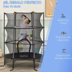 Cama elástica Sky Homcom puerta con cremallera + bordes acolchados Ø163x190 cm