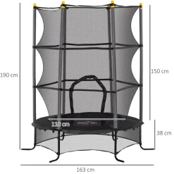 Cama elástica Sky Homcom puerta con cremallera + bordes acolchados Ø163x190 cm