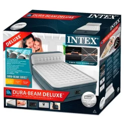 Cama hinchable Dura-Beam Deluxe Intex 2 usuarios con bomba eléctrica gris 46x152x236 cm